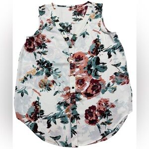 Maurices Floral Sleeveless Snap Front Blouse – Size S